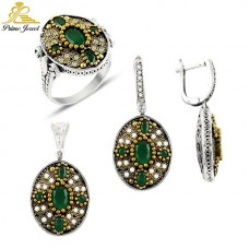 Gümüş Otantik Taşlı Set